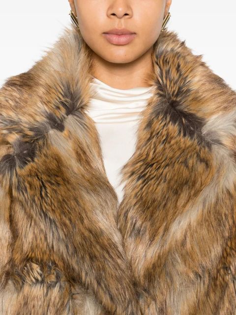 The Frankie Shop button-fastening faux-fur coat - Brown