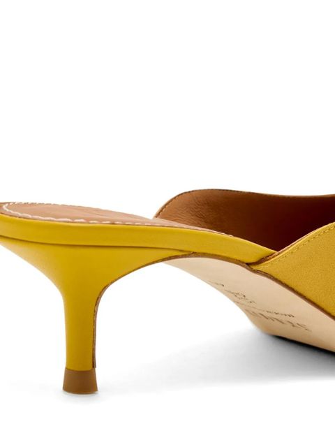 STAUD 50mm leather heeled mules - Yellow