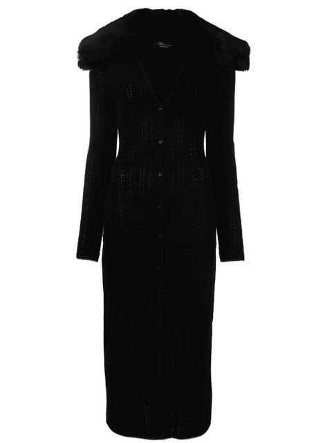 Blumarine faux-fur collar knitted dress - Black - zdjęcie produktu nr 1