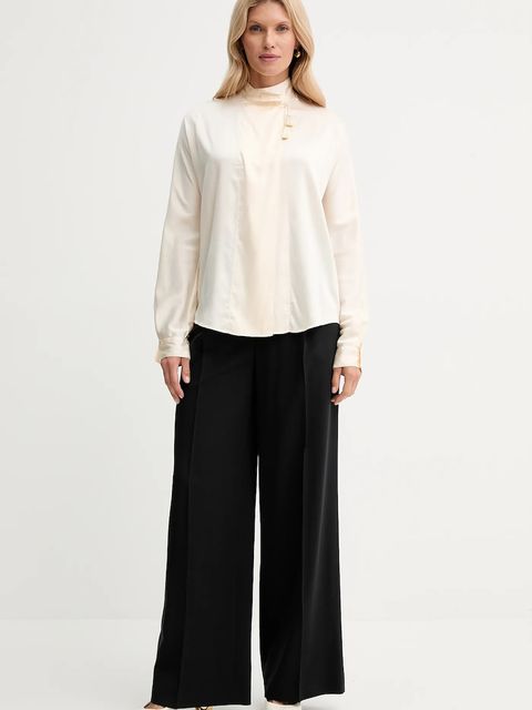 Forte Forte koszula jedwabna damska kolor beżowy relaxed z wiązanym dekoltem 14076.my.shirt - zdjęcie produktu nr 2