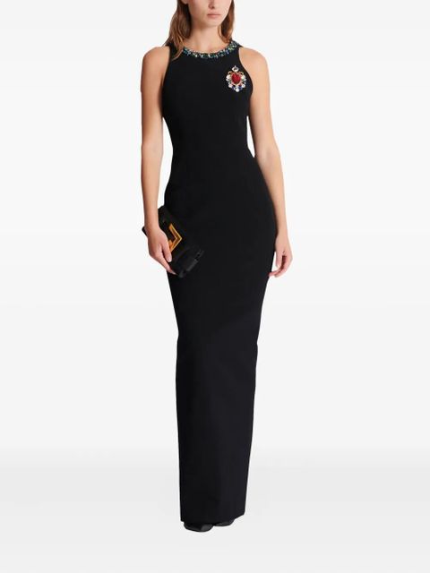 Balmain jewel-embellished velvet dress - Black