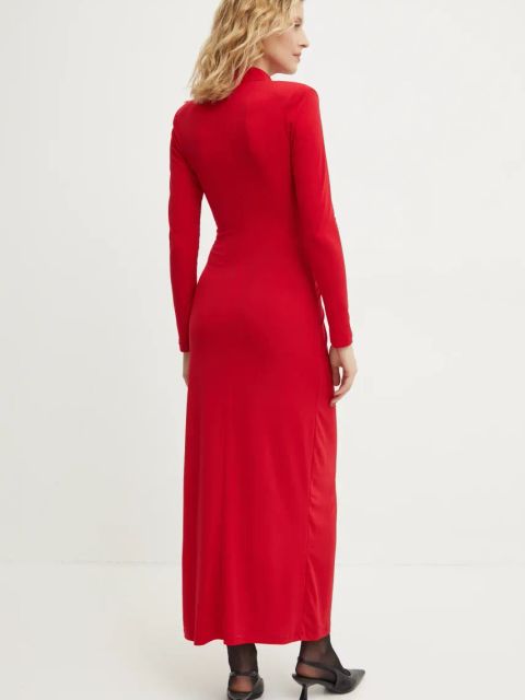 Answear.LAB sukienka kolor czerwony maxi dopasowana