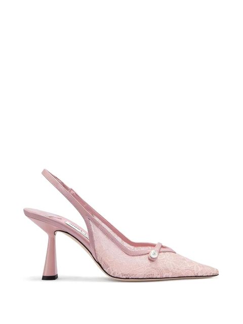 Jimmy Choo Amita lace slingback pumps - Pink