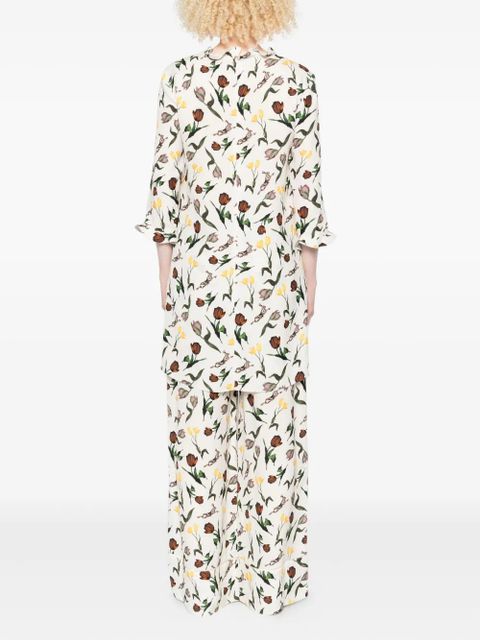 Marni tulips-hares-print mini dress - White