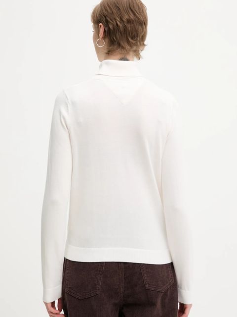 Tommy Jeans sweter bawełniany damski kolor biały lekki z golfem DW0DW21672 - zdjęcie produktu nr 2