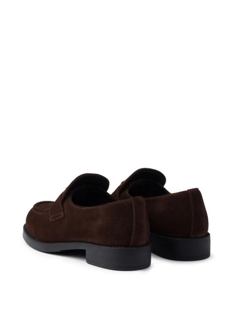 Prada suede triangle-logo loafers - Brown