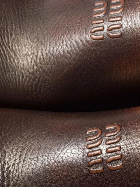 Miu Miu grained leather mules - Brown