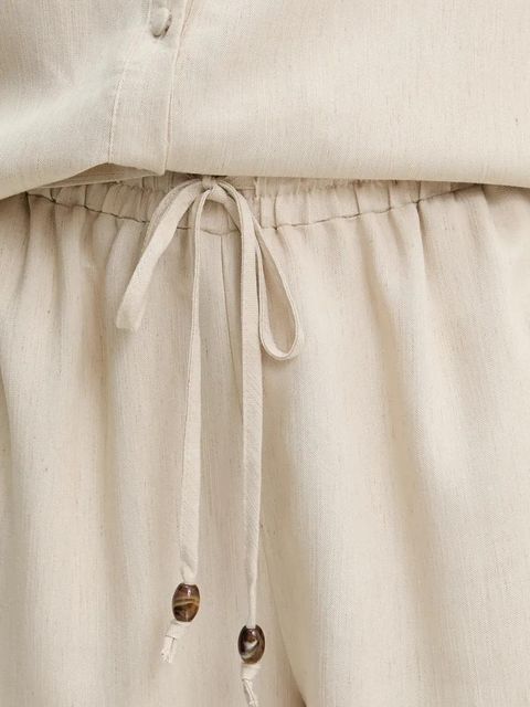 Answear.LAB koszula i spodnie z lnem damski kolor beżowy