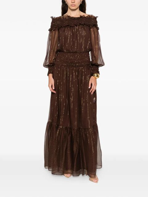 Self-Portrait georgette maxi dress - Brown - zdjęcie produktu nr 2