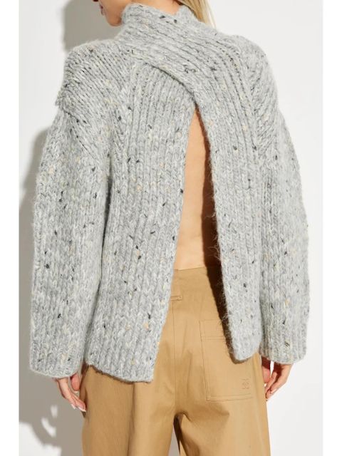 GANNI rear slit roll neck sweater - Grey