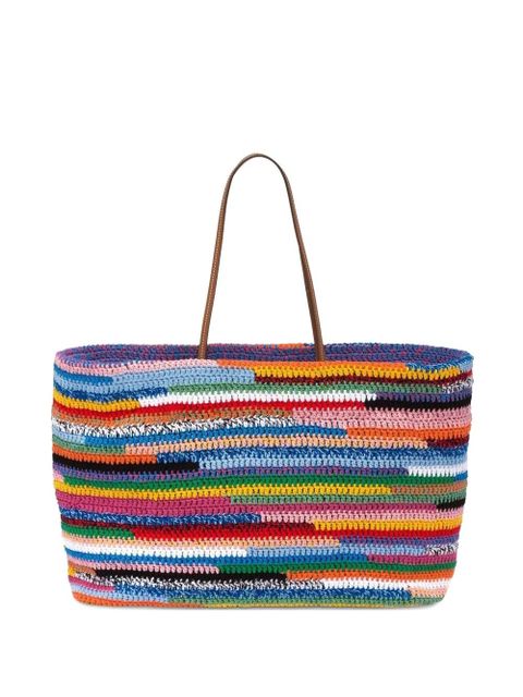 Miu Miu striped crochet tote bag - Neutrals