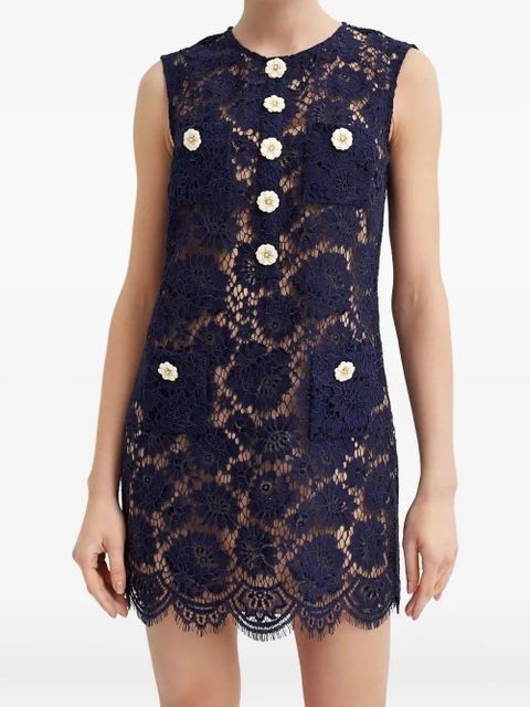 Self-Portrait flower-button lace mini dress - Blue - zdjęcie produktu nr 1