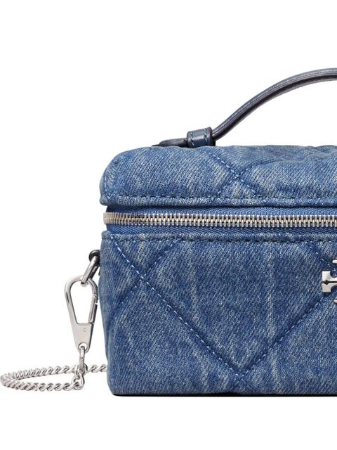 Tory Burch Kira diamond quilt denim east-west vanity case - Blue
