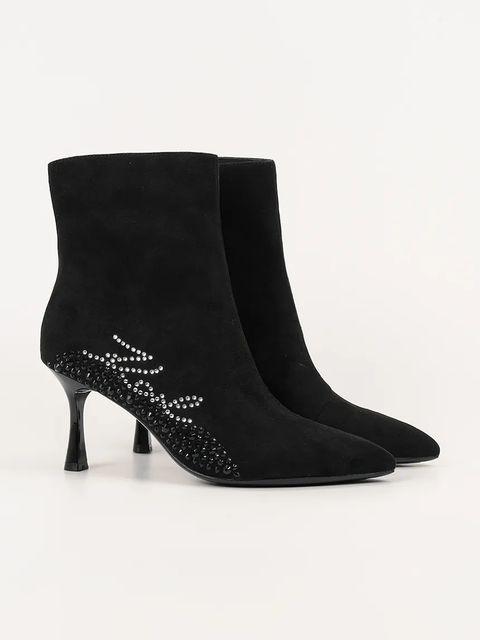 Karl Lagerfeld botki zamszowe SIENNA damskie kolor czarny na szpilce KL32743A - zdjęcie produktu nr 2