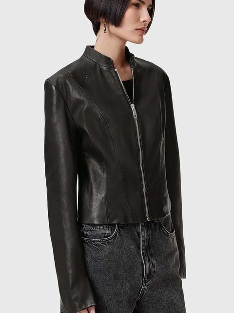 AllSaints kurtka skórzana SADLER kolor czarny przejściowa W139LB