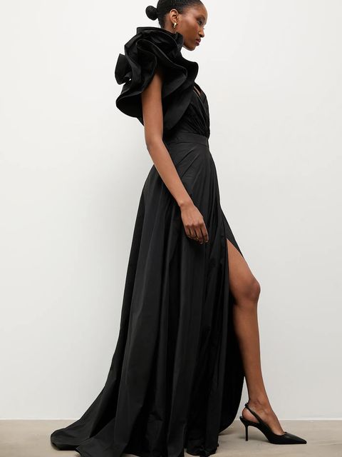 Answear.LAB sukienka kolor czarny maxi rozkloszowana - zdjęcie produktu nr 1