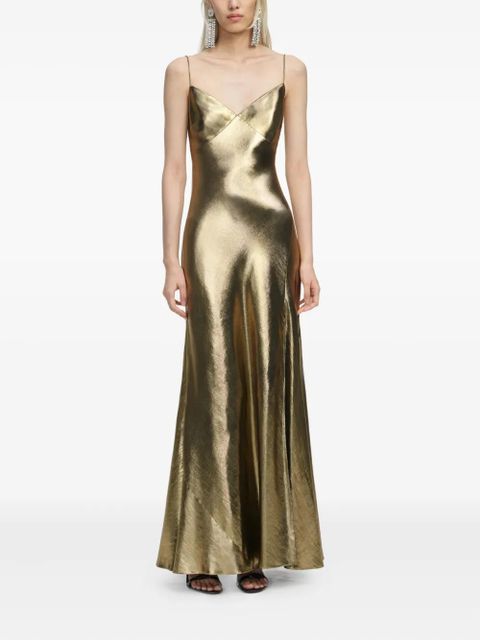 Self-Portrait metallic-effect maxi dress - Gold
