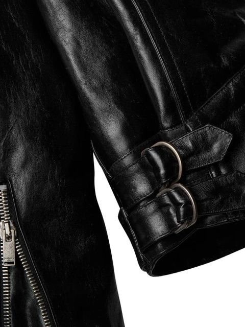 Saint Laurent belted leather jacket - Black