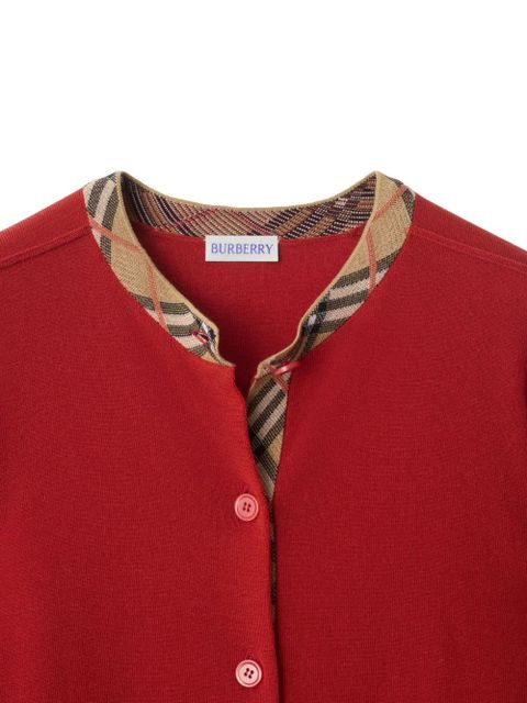 Burberry check-trimmed wool cardigan - Red - zdjęcie produktu nr 2