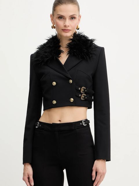 Versace Jeans Couture marynarka kolor czarny dwurzędowa gładka 79HAQ700 N0356 - zdjęcie produktu nr 1