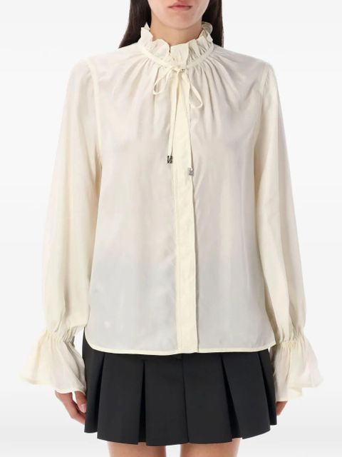 GANNI ruffled tie shirt - Neutrals - zdjęcie produktu nr 1