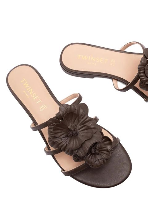 TWINSET floral-strap flat sandals - Brown