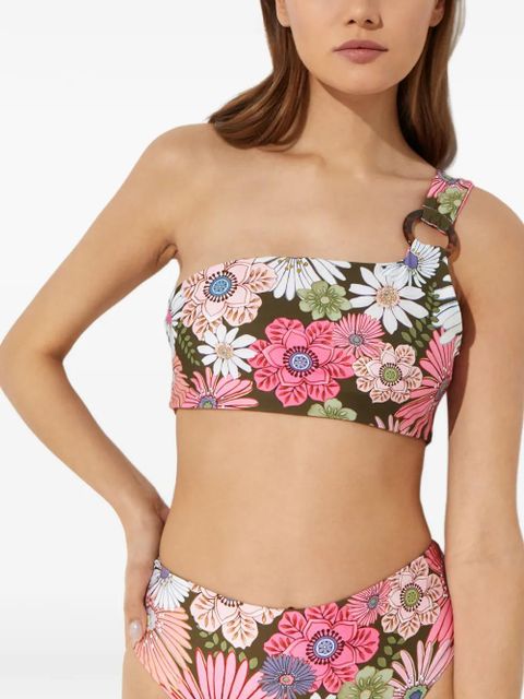Agua By Agua Bendita asymmetric-strap floral bikini top - Green