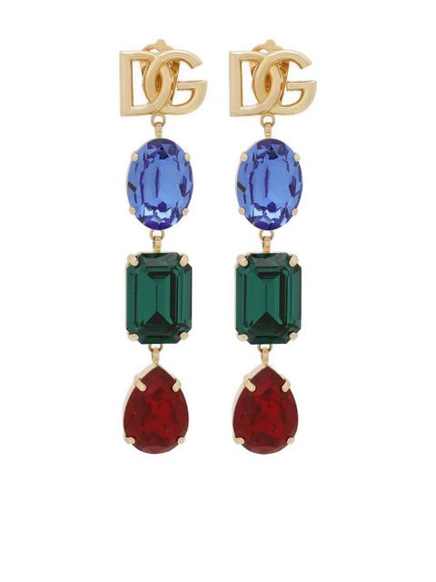 Dolce & Gabbana logo-plaque crystal-embellished earrings - Gold - zdjęcie produktu nr 1