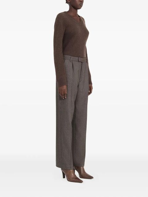MM6 Maison Margiela pleated herringbone trousers - Grey