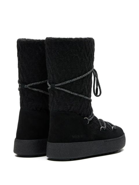Moon Boot knit-upper lace-up boots - Black