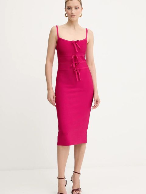Herve Leger sukienka Alicia kolor różowy midi dopasowana HBB8524977 - zdjęcie produktu nr 1