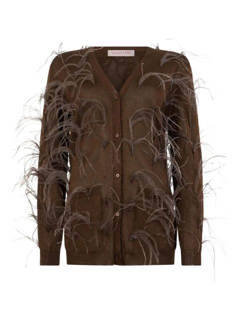 Valentino Garavani feather-embellished cardigan - Brown - zdjęcie produktu nr 1