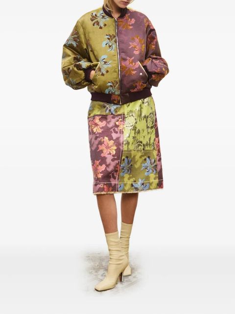 ALEMAIS Adriana brocade-effect bomber jacket - Green