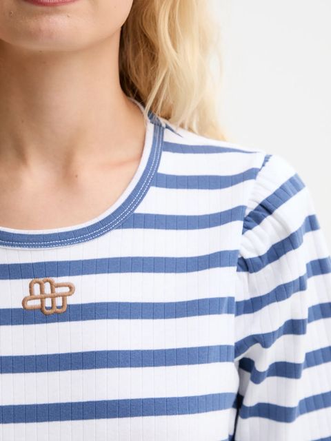 MUNTHE t-shirt bawełniany PARSA damski kolor niebieski 252110025264