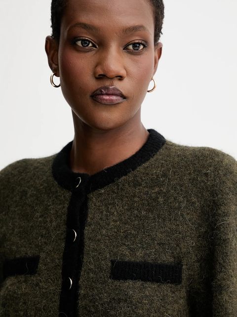 Gestuz kardigan wełniany damski kolor zielony lekki 10910459