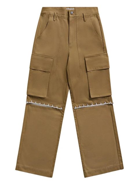 AREA crystal-embellished cargo pants - Brown - zdjęcie produktu nr 1
