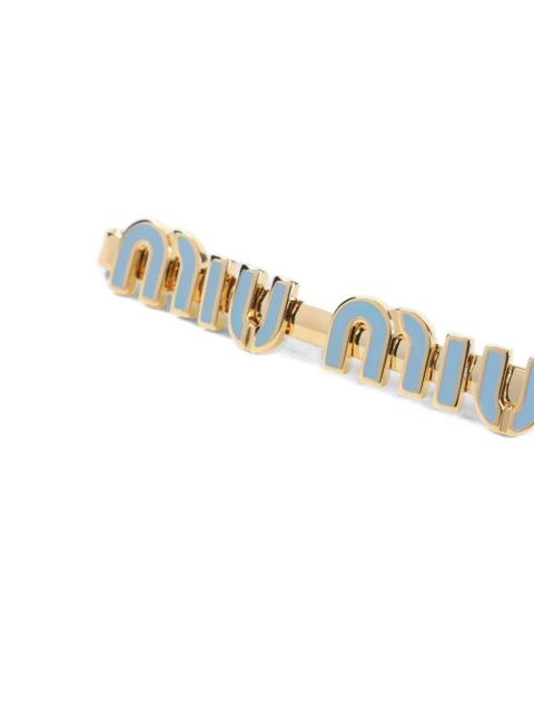 Miu Miu logo-plaque hair clip - Gold