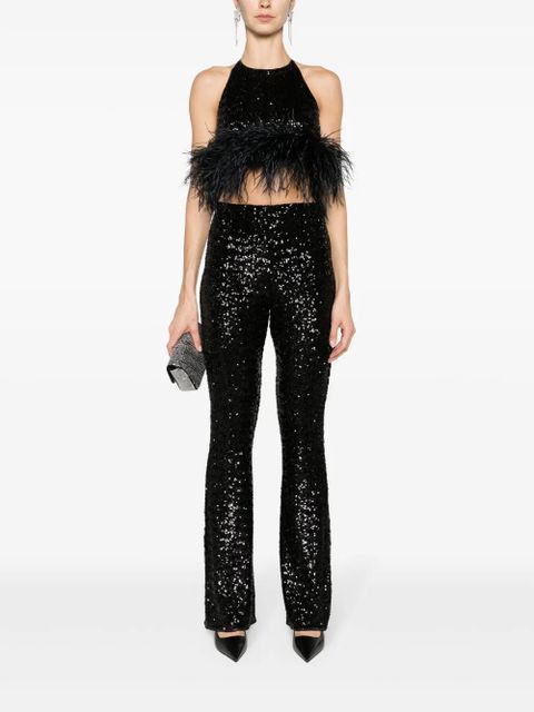 Oséree sequin-embellished wide-leg trousers - Black