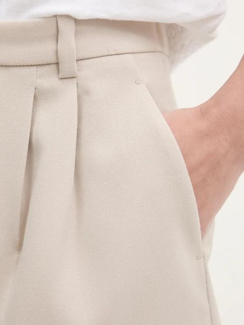 Abercrombie & Fitch szorty damskie kolor beżowy gładkie high waist KI149-5208