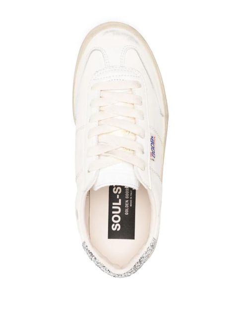 Golden Goose Soul Star distressed glittered sneakers - White