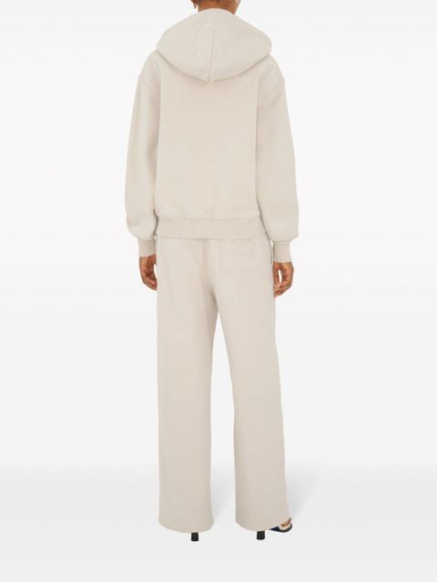 Burberry logo-embroidered cotton track pants - Neutrals