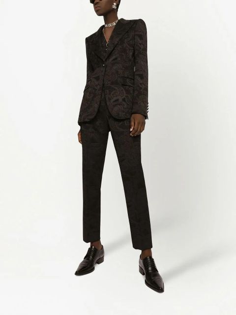 Dolce & Gabbana floral-jacquard tapered-leg trousers - Black