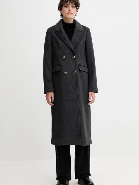 Pepe Jeans płaszcz z dodatkiem wełny kolor szary PL4024361 - zdjęcie produktu nr 1