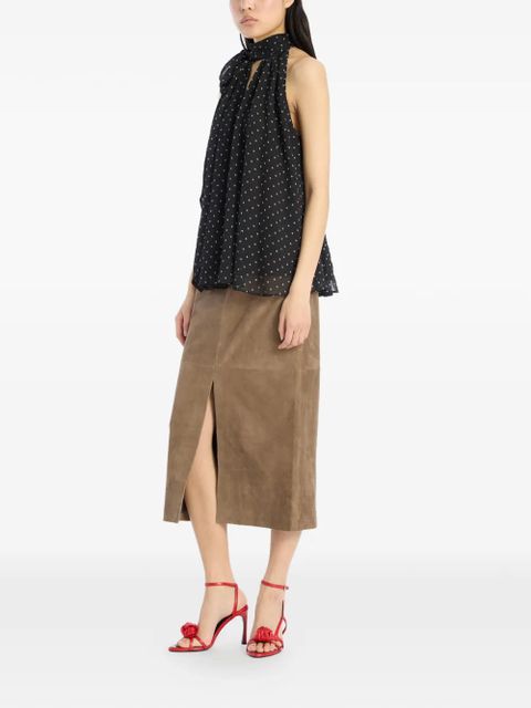 ROTATE BIRGER CHRISTENSEN slit suede midi skirt - Brown - zdjęcie produktu nr 2