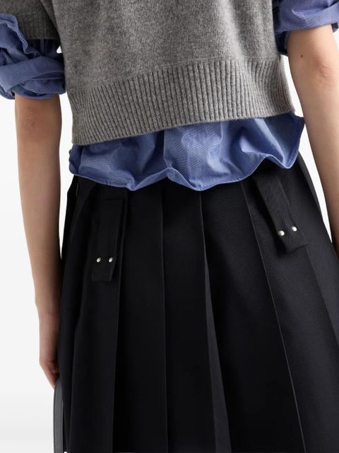 Prada pleated gabardine skirt - Blue
