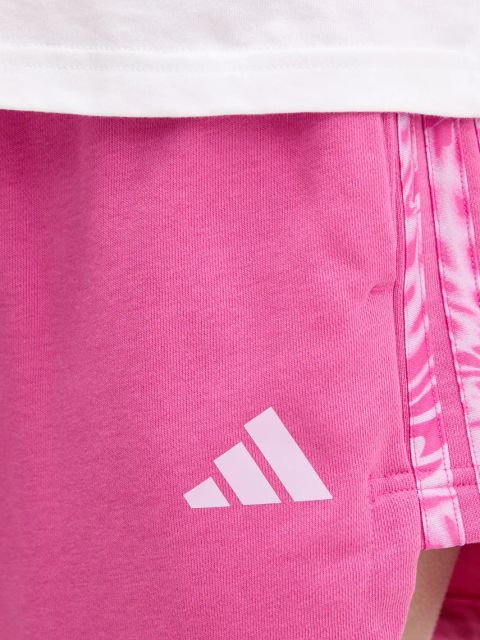 adidas szorty W AOP Blur damskie kolor różowy z aplikacją high waist JG6223