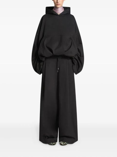 DRIES VAN NOTEN draped balloon-sleeve hoodie - Black - zdjęcie produktu nr 2