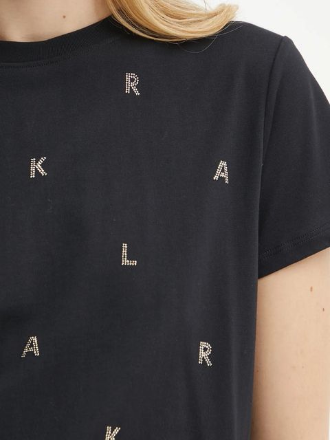 Karl Lagerfeld t-shirt bawełniany damski kolor czarny A1W17078