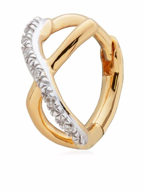 Monica Vinader Riva crossover diamond huggie earrings - Gold - zdjęcie produktu nr 2