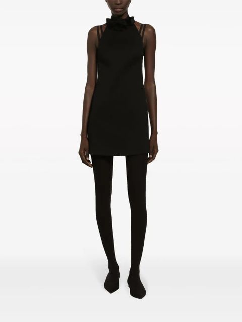 Dolce & Gabbana floral-appliqués sleeveless minidress - Black